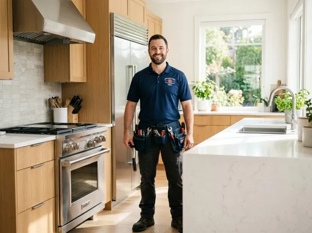 Appliance Repair Hero technician in a Bloomville, NY kitchen after an appliance repair